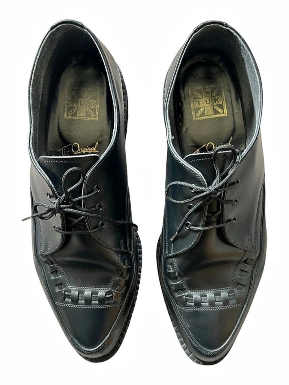 T.U.K. Original Creeper Company Black Lace Up Oxfords Pointed Toe Vintage